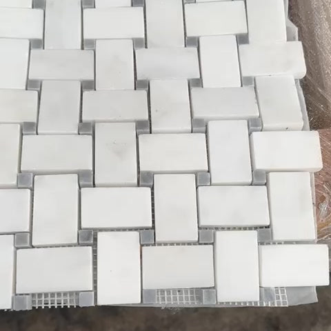 Basket-weave Calacatta Marble Mosaic Tile 30X50