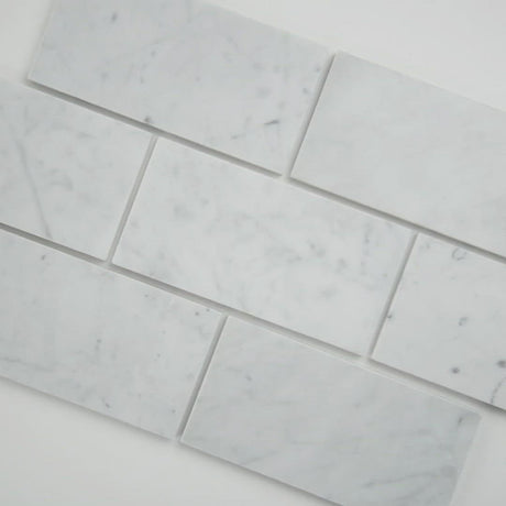 Carrara White Italian Honed Marble Subway Tiles