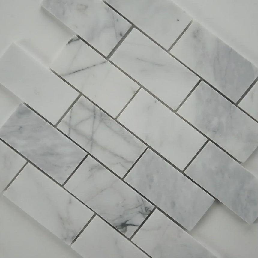 Calacatta Subway Polished Marble Floor Wall Mosaic