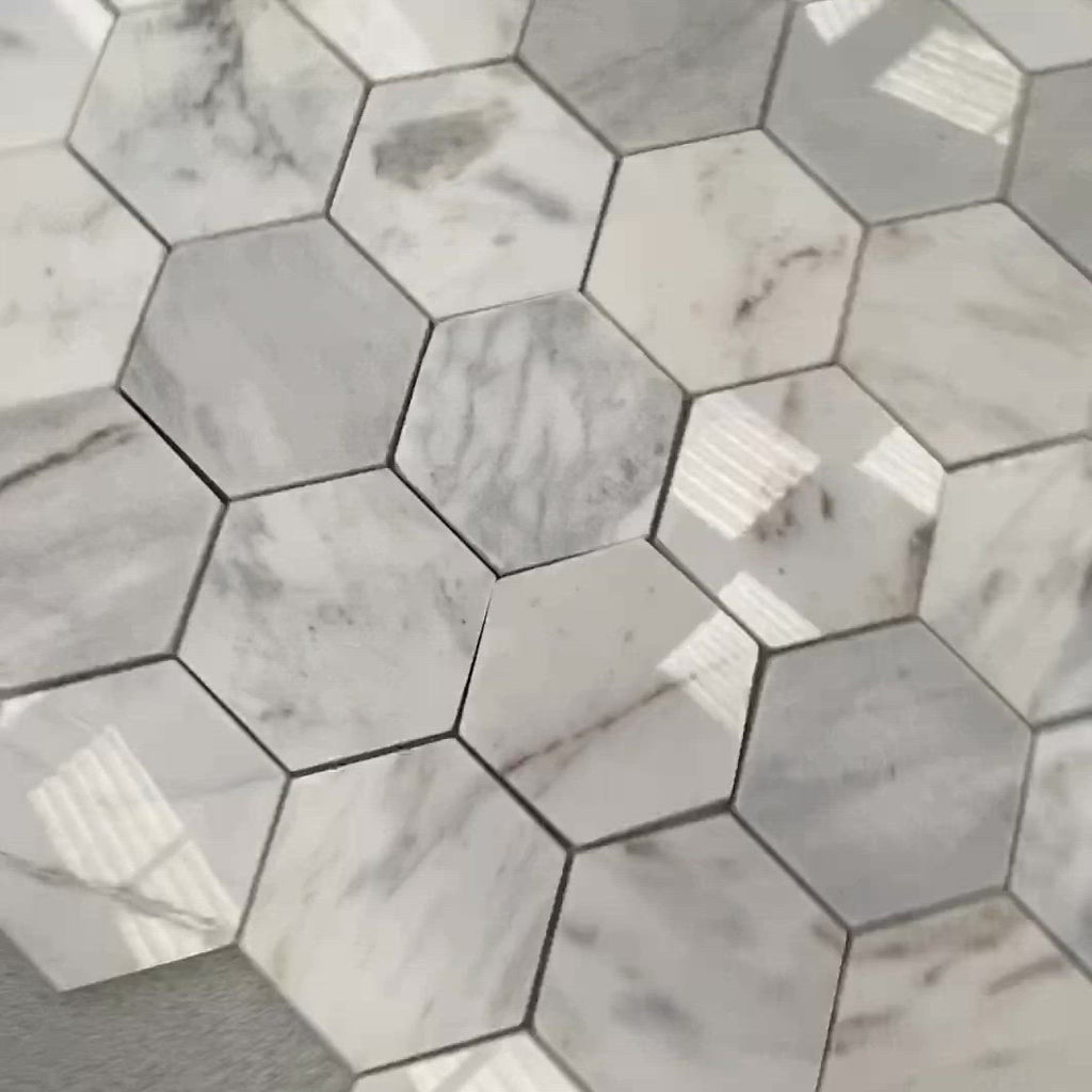 Carrara Hexagon Marble Mosaic Tiles