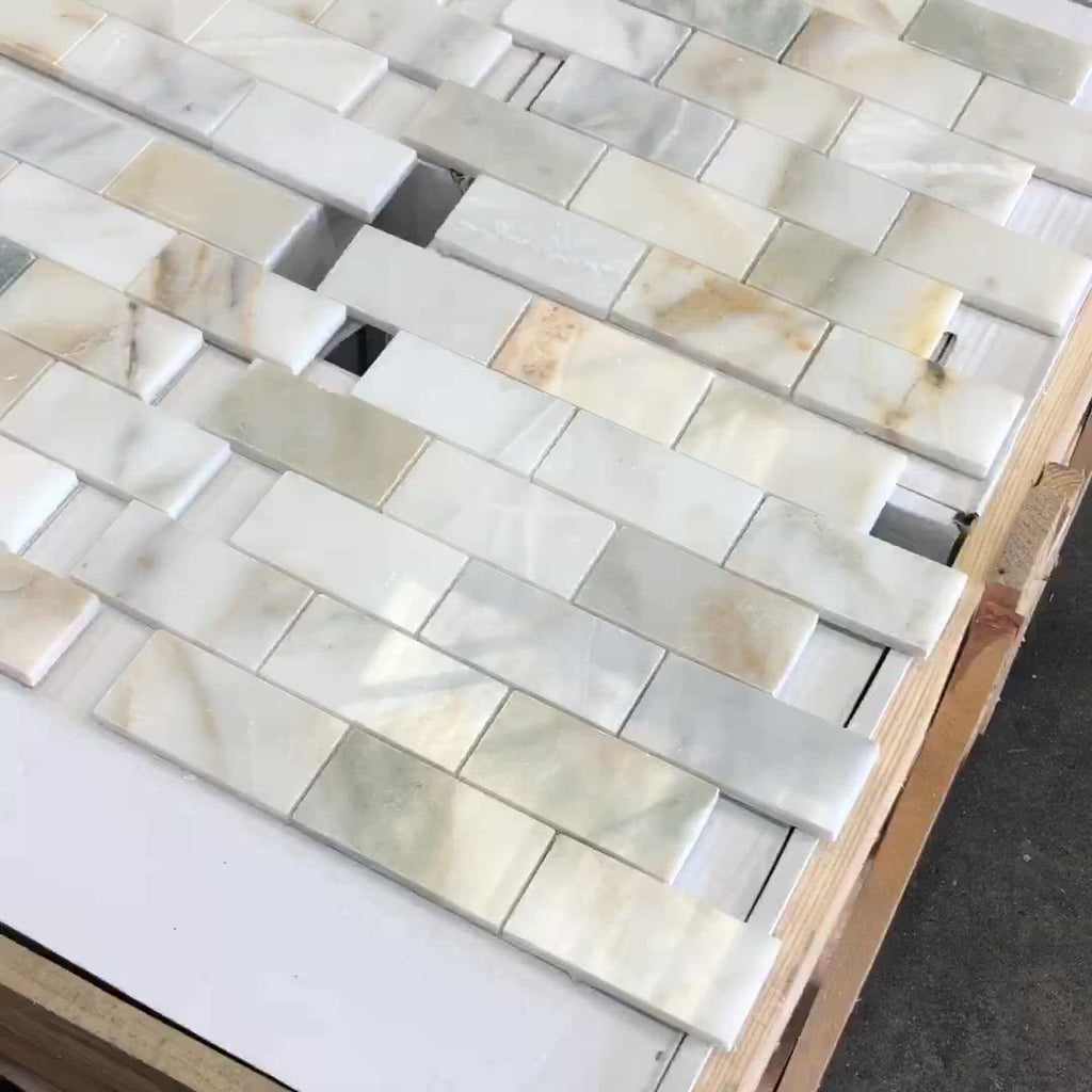 Calacatta Gold Polished Subway Marble Mosaic 