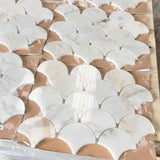 Marble Tiles - Calacatta Scallop Polished Marble Mosaic Tiles - intmarble