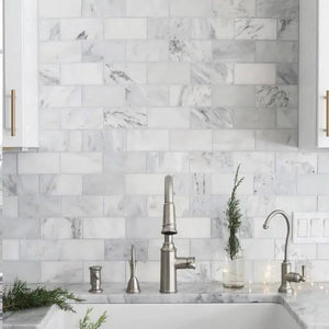 Marble Tiles - Calacatta Subway Marble Floor Wall Mosaic Tiles 50x10x10mm - intmarble