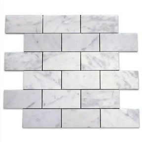 Calacatta Subway Honed Marble Floor Wall Mosaic Tiles 50x10x10mm