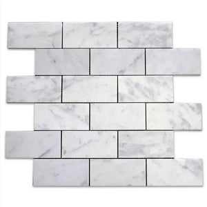 Calacatta Subway Honed Marble Floor Wall Mosaic Tiles 50x10x10mm
