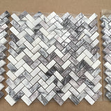 Calacatta Viola Polished Herringbone Marble Mosaic 15x30x10