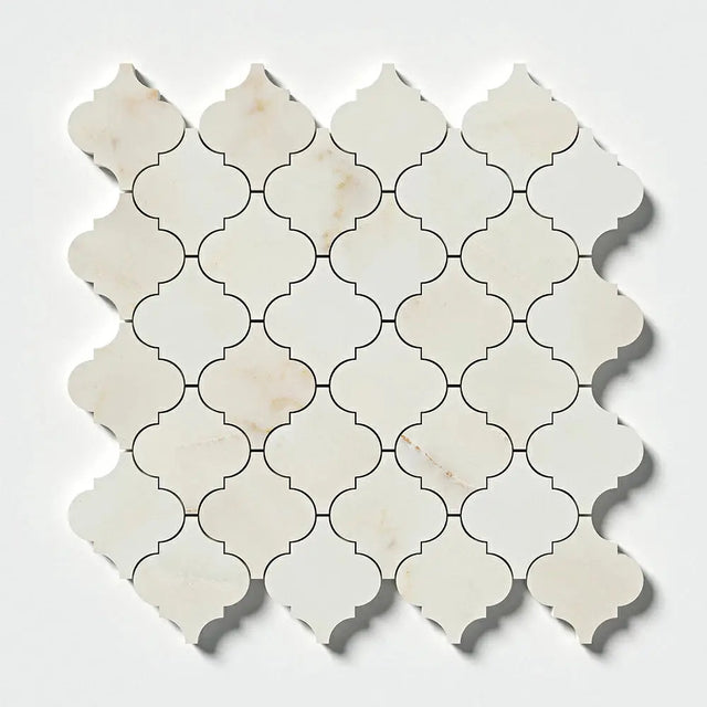 Marble Tiles - Calacatta Amber Honed Arabesque Lantern Marble Mosaic Tiles - intmarble
