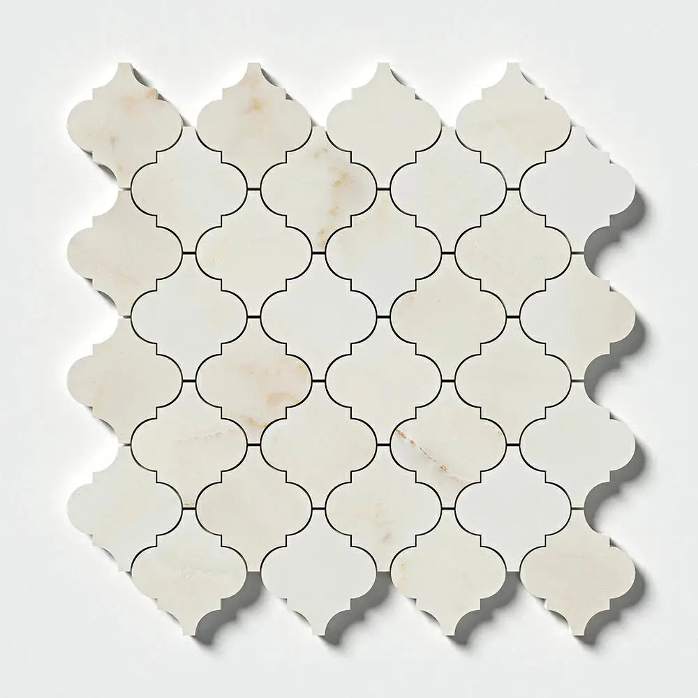 Calacatta Amber Polished Arabesque Lantern Marble Mosaic Tiles