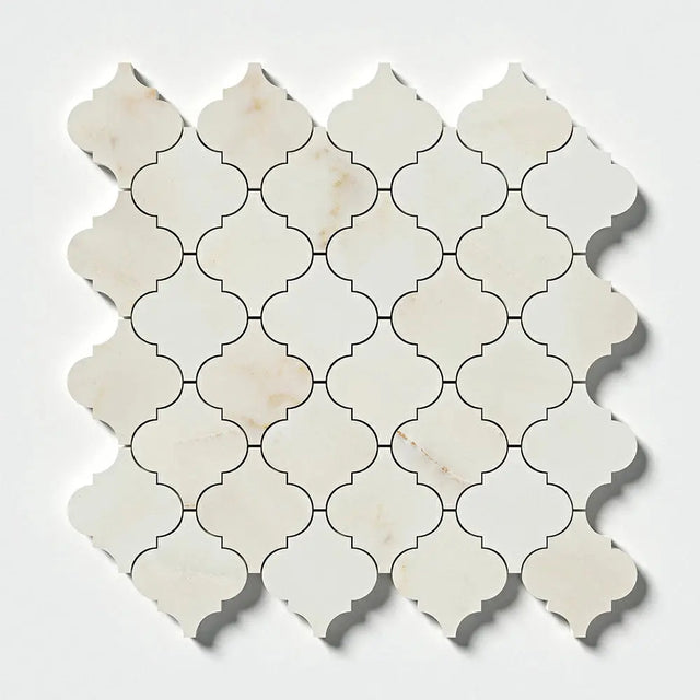 Calacatta Amber Polished Arabesque Lantern Marble Mosaic Tiles