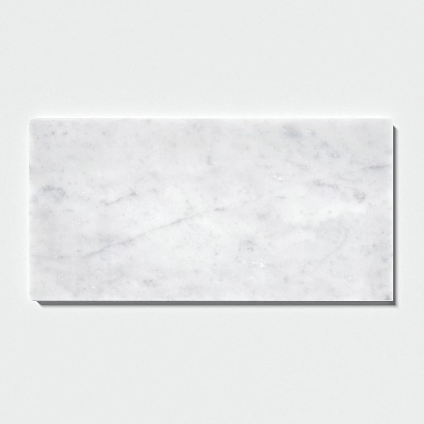 Marble Tiles - Carrara White Honed Italian Marble Tile 150x300x10mm - intmarble