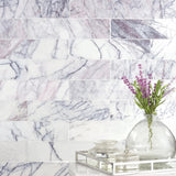 Marble Tiles - Calacatta Viola Polished Subway Marble Tiles 75x305x10mm - intmarble